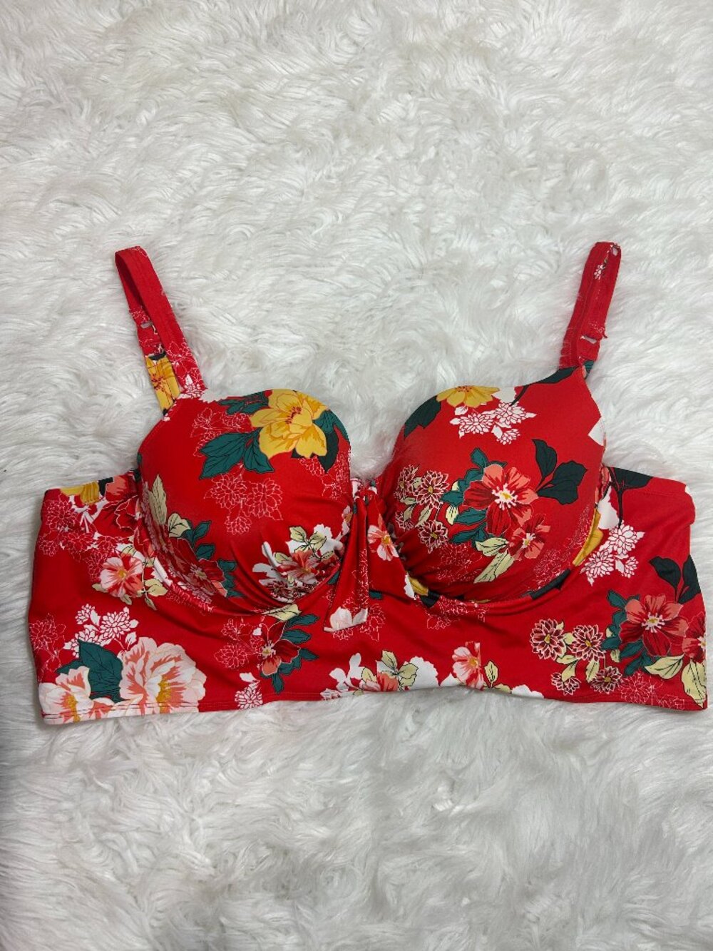 Torrid Swim Bikini Top Womens plus size 6 DD/F Push Up Underwire Floral longline